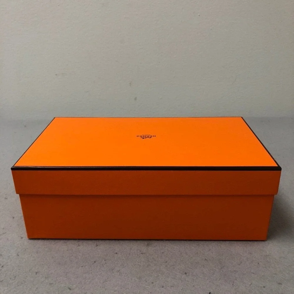 Hermes Storage Box and Dust Bags Orange Herringbone Set Travel 11x6.5x4